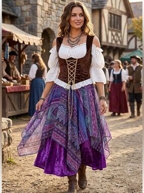 Party City Boho Gypsy Renaissance Faire Costume Cosplay Size M/L